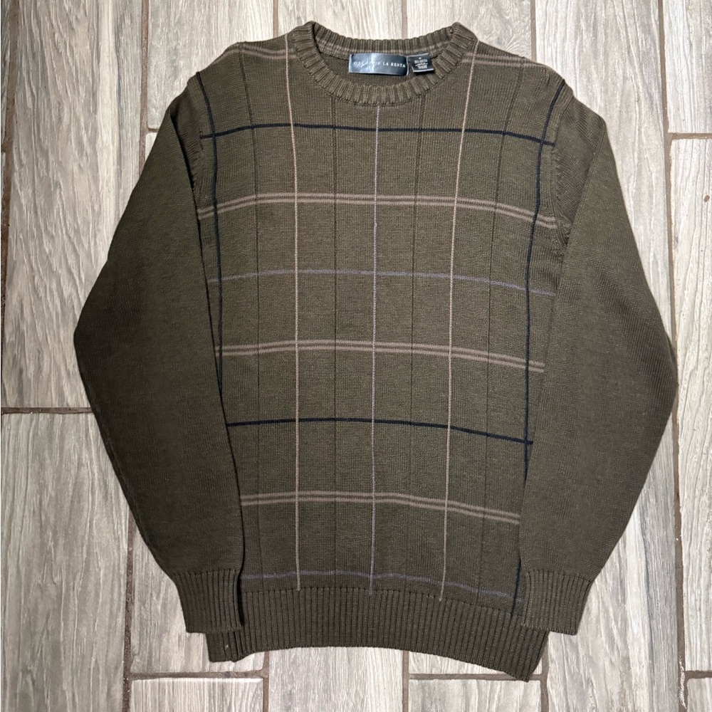 Oscar de la Renta Men’s Olive Green Crewneck Sweater Size Medium